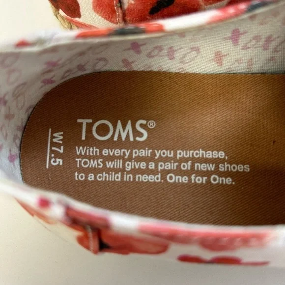 Toms NWT Deconstructed Alpargata Rope Poppy Watercolor Floral Loafer Flats / 7.5 - Picture 7 of 9